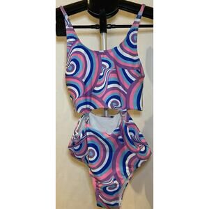 Dolphin Love Cut Out One Piece Swimsuit Girls size 10/12